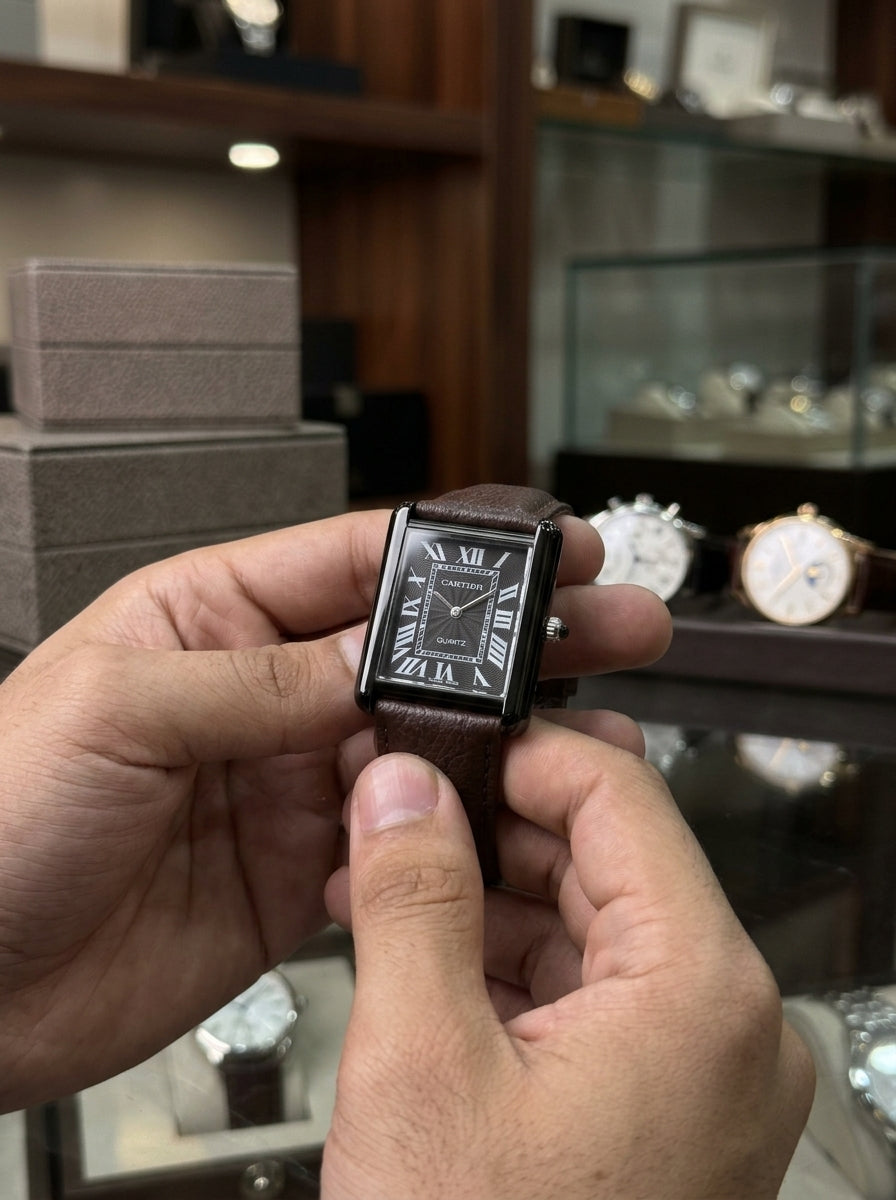 Premium Vintage Rectangular Tank Watch for Men – Old Money Aesthetic
